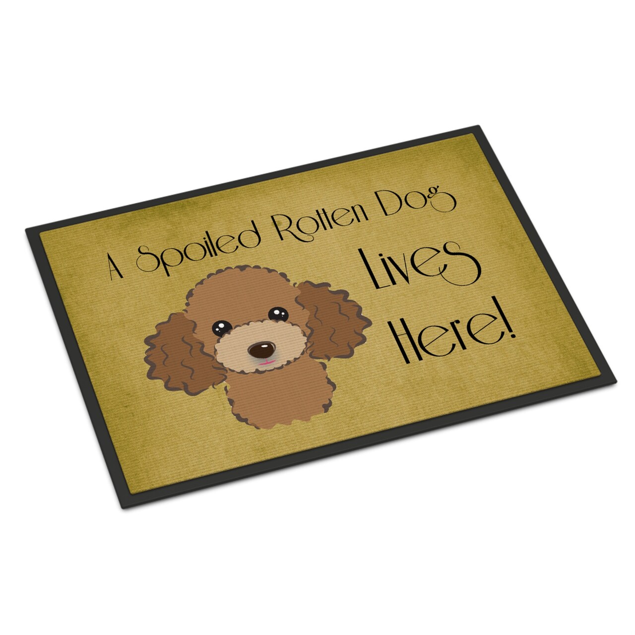 "Caroline's Treasures BB1504JMAT Chocolate Brown Poodle Spoiled Dog Lives Here Indoor or Outdoor Mat, 24 x 36"", Multicolor"